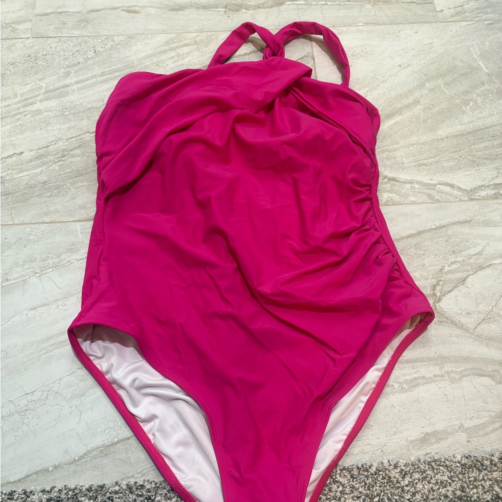 Cupshe Women’s one piece tummy control swimsuit magenta pink size XL